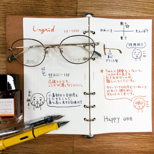 めがね　フレーム 鹿児島　指宿　イラスト　手帳　万年筆かわいい　眼鏡　メガネ　眼鏡屋